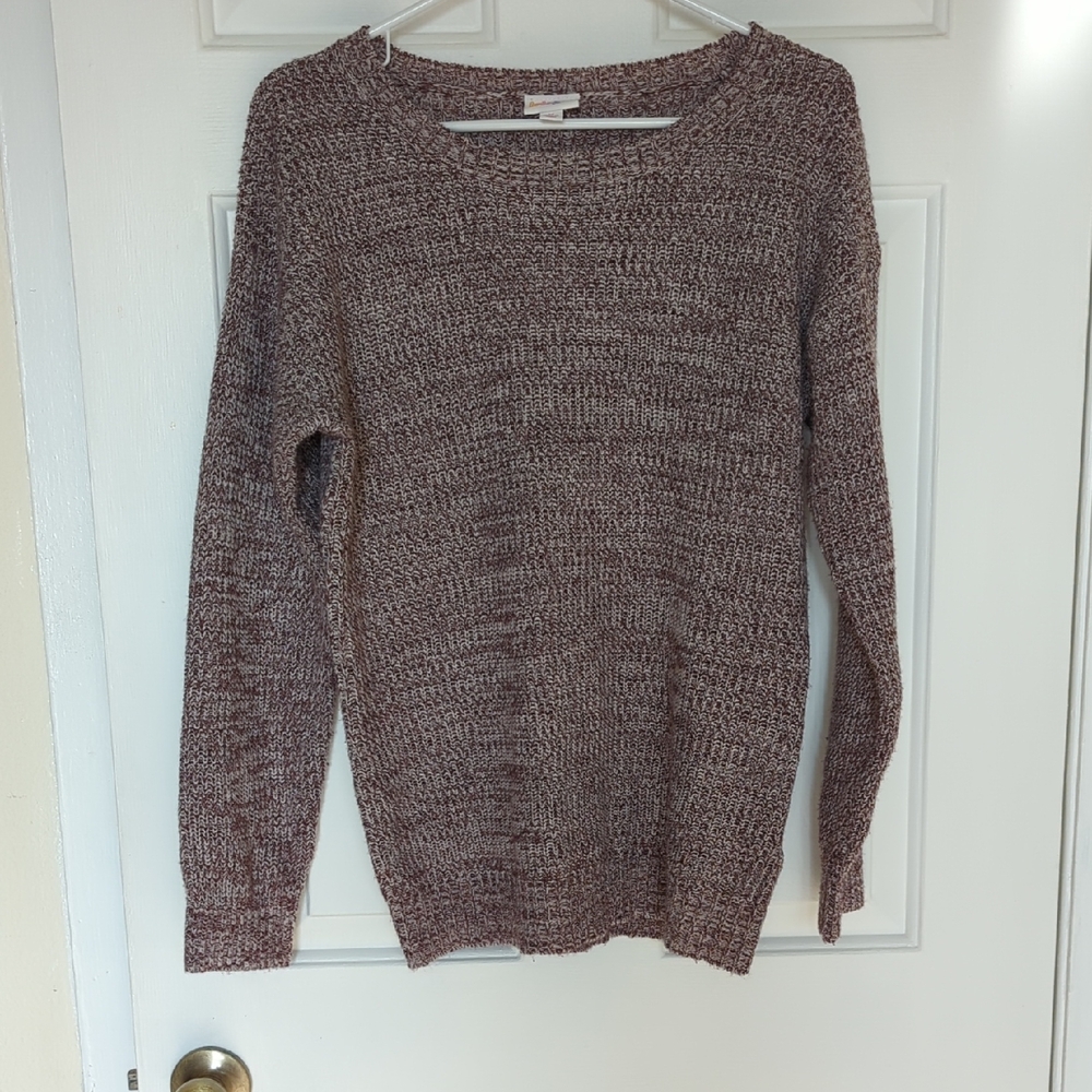 LuLaRoe Marled Knit Crew Neck Sweater - Reddish Purple